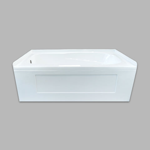 WHITE RECTANGULAR ALCOVE BATHTUB WITH ARMREST