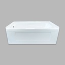 WHITE RECTANGULAR ALCOVE BATHTUB WITH ARMREST