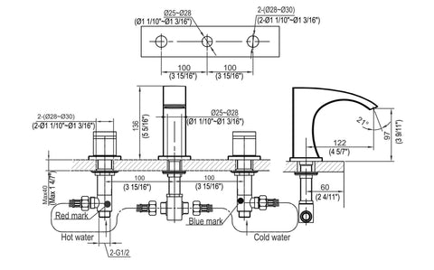 771584C 3-HOLE WASHBASIN FAUCET