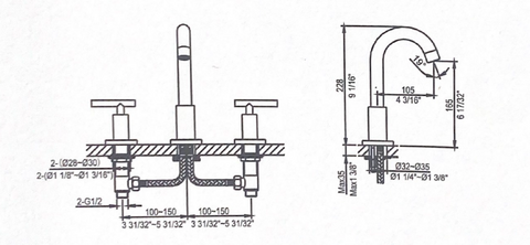 161513C 3-HOLE WASHBASIN FAUCET
