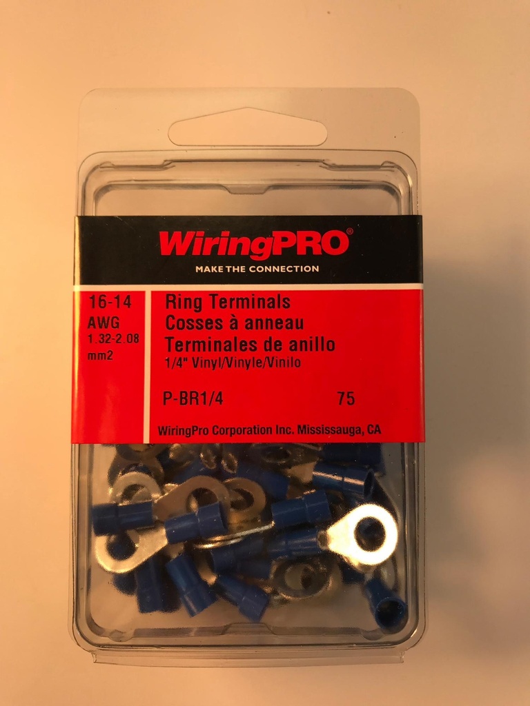 16-14 Ring Tongue Terminal 1/4" Stud