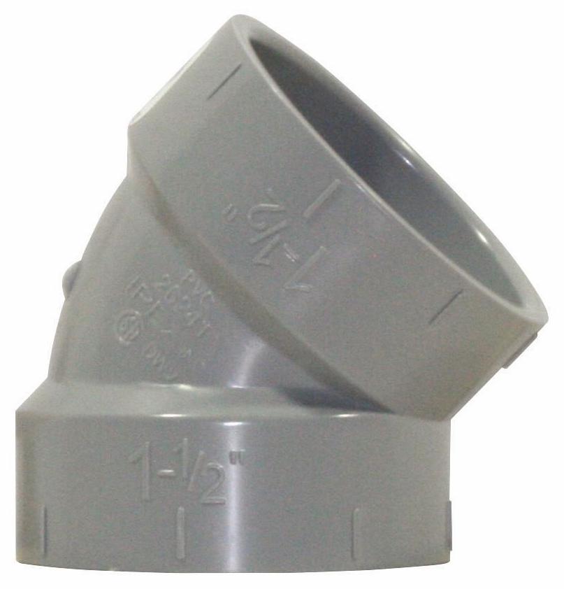 1 1/2"x45D PVC DWV ELBOW HxH SYSTEM 15