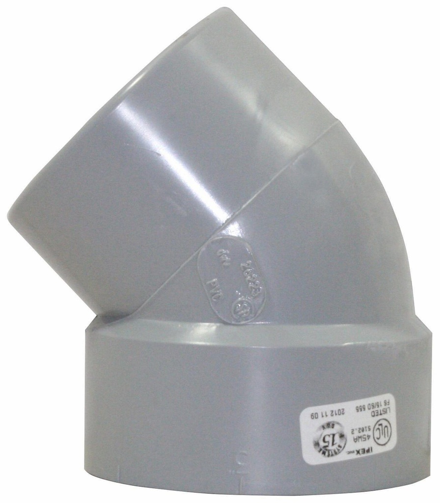 3"x45D PVC DWV SHORT TURN ELBOW SPxH SYSTEM 15
