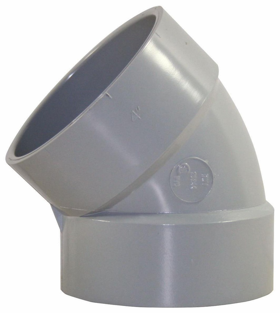 4"x45D PVC DWV SHORT TURNELBOW HxH SYSTEM 15