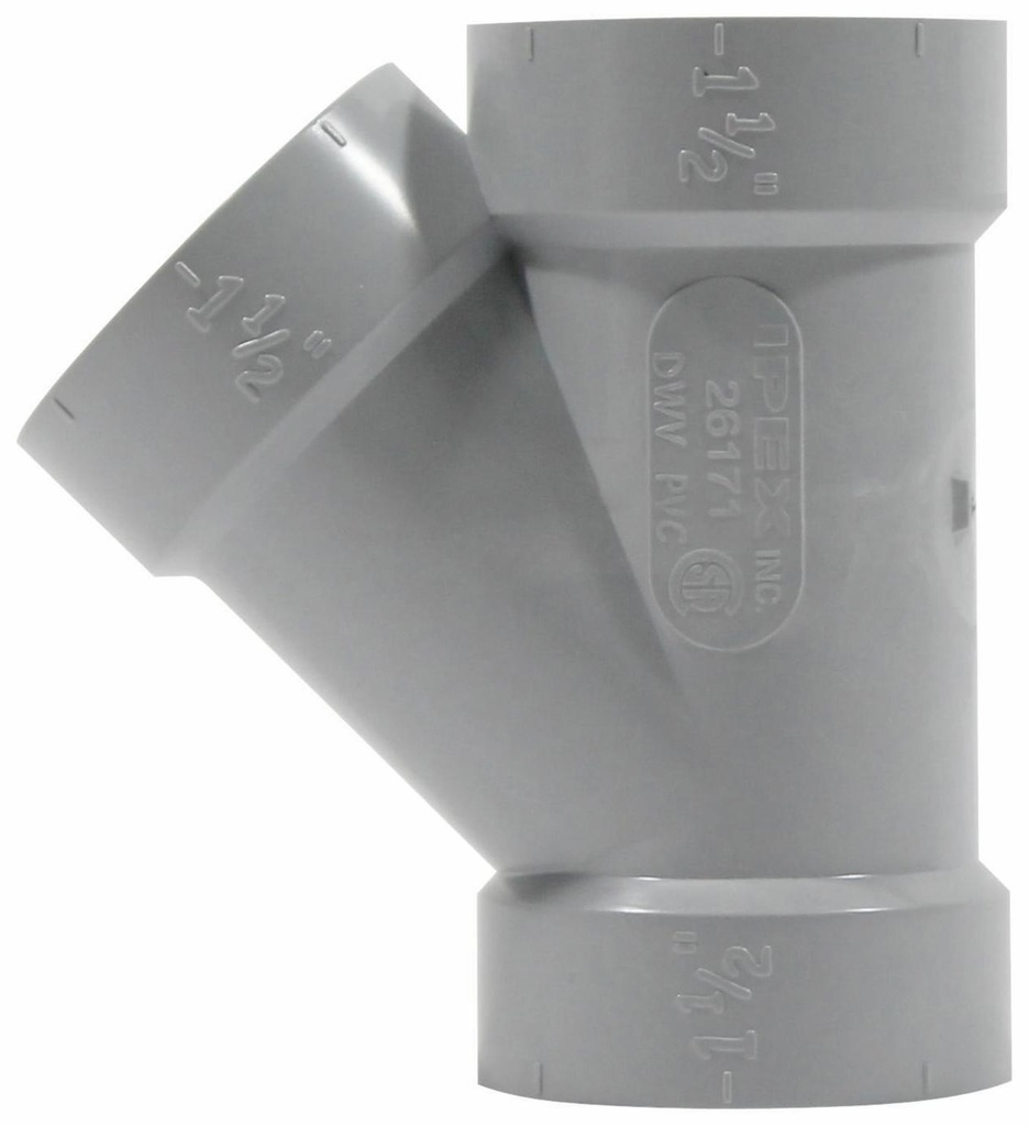 1 1/2"x45D PVC DWV WYE HxHxH SYSTEM 15