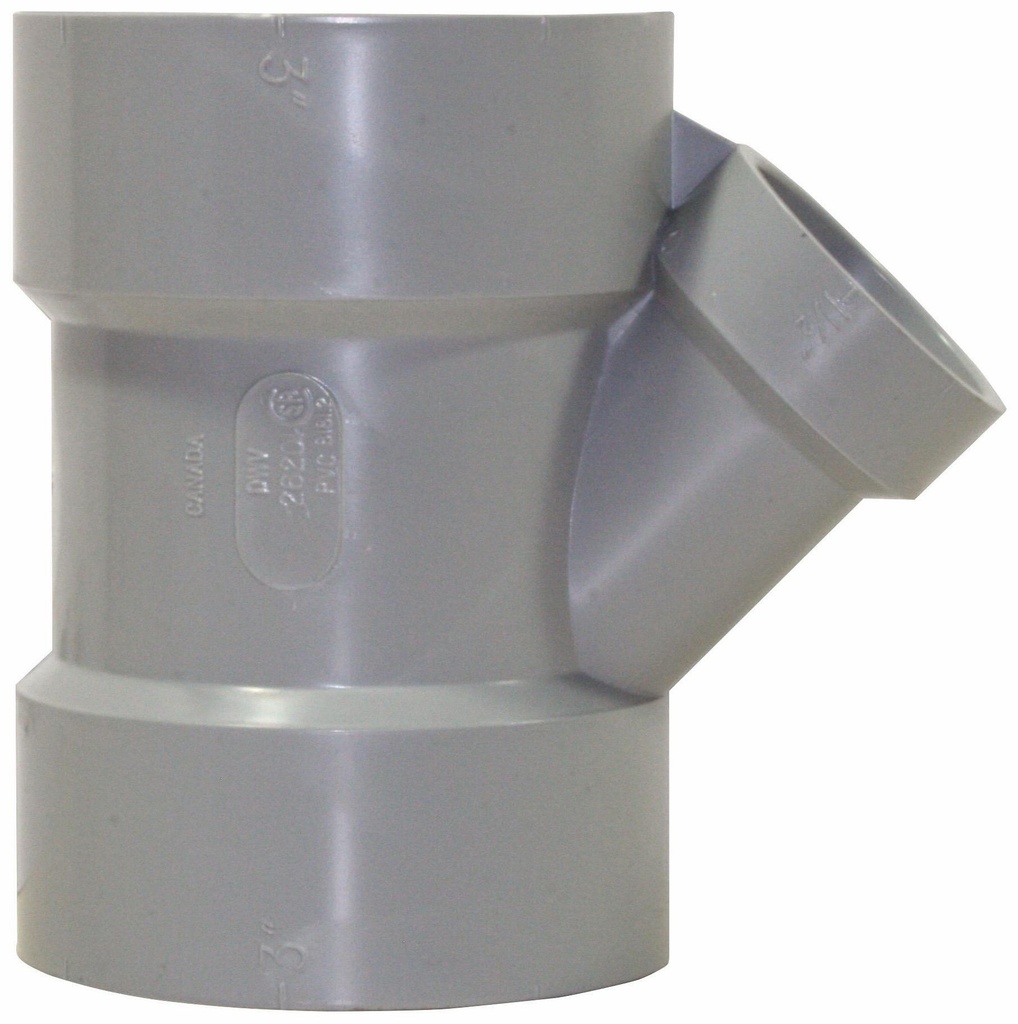 3"x1 1/2"x45D PVC DWV WYE HxHxH SYSTEM 15