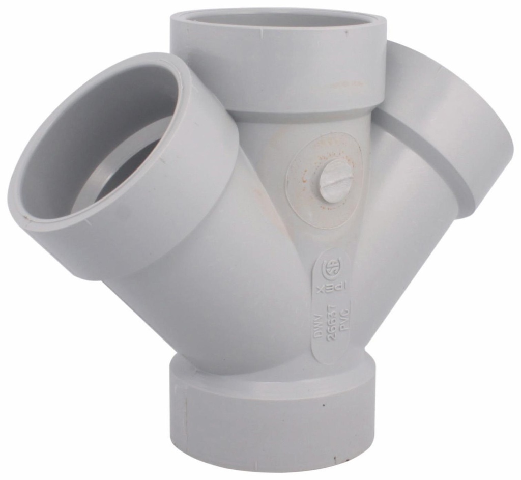 1 1/2"x45D PVC DWV DOUBLE WYE HxHxHxH SYSTEM 15