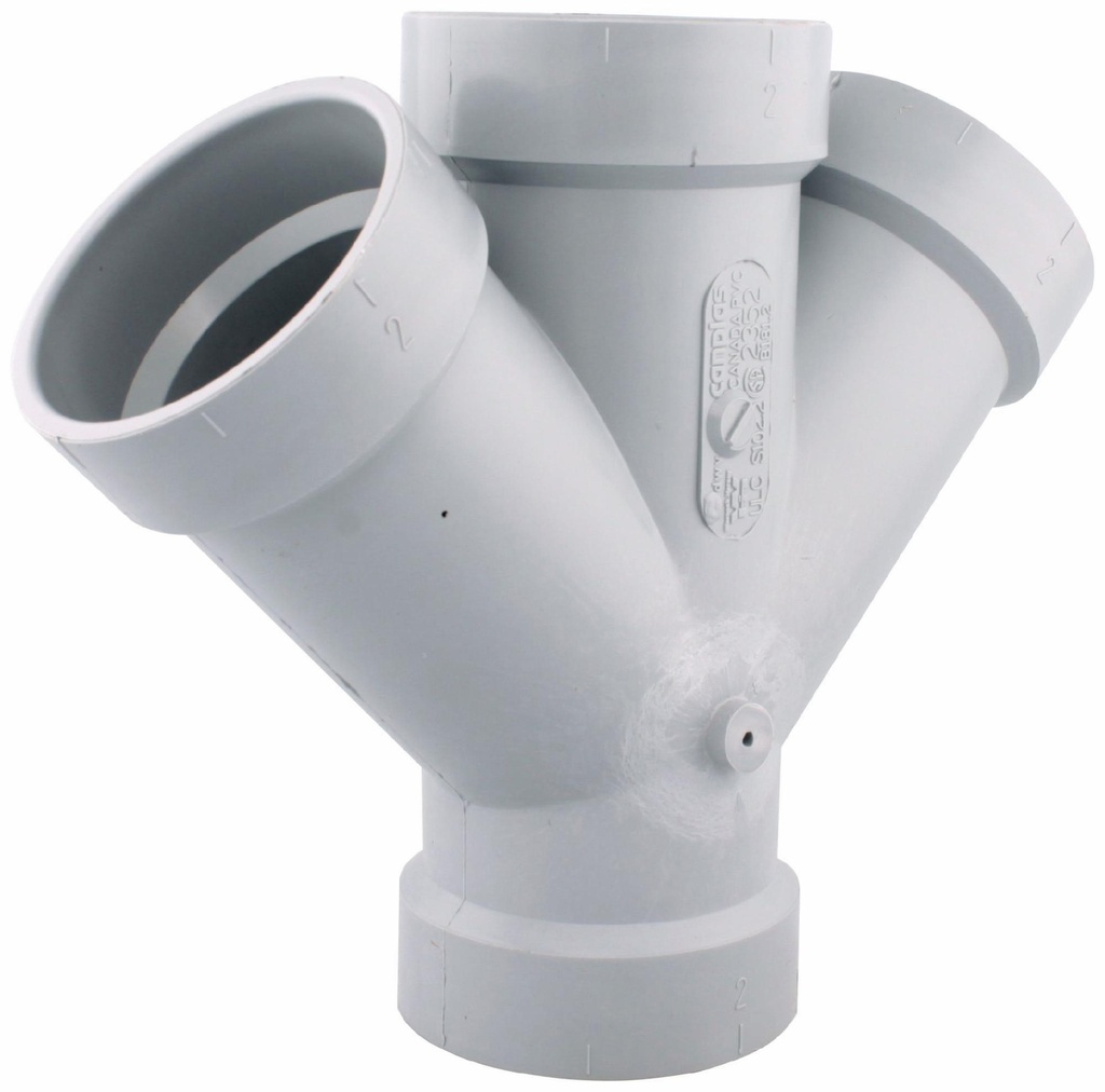 4"x3"x45D PVC DWV DOUBLE WYE HxHxHxH SYSTEM 15