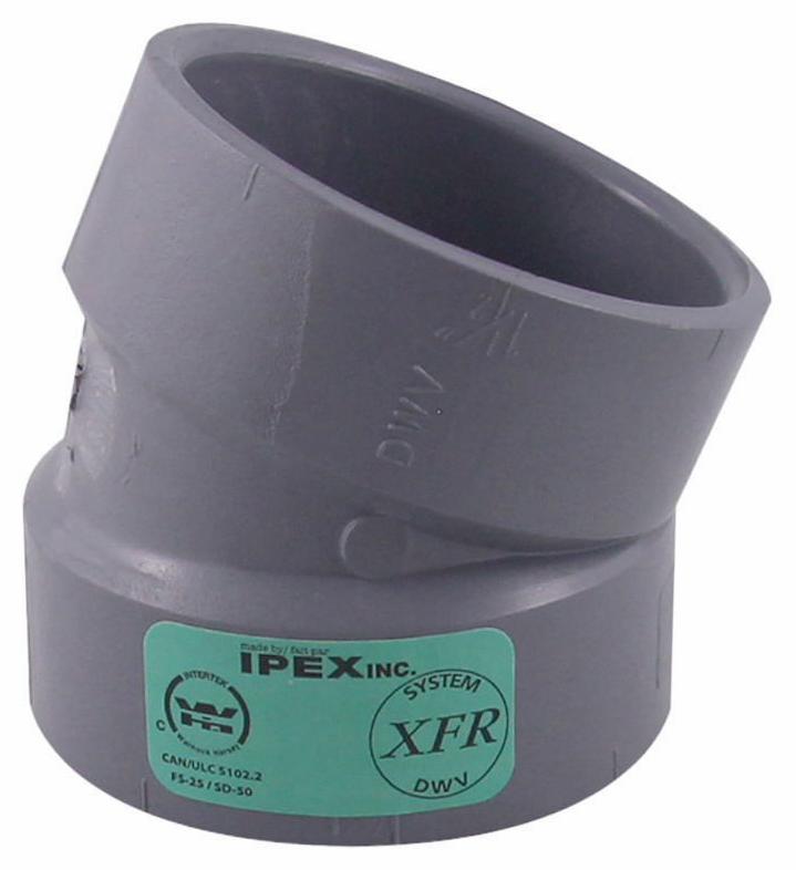 1 1/2"x22 1/2D PVC DWV ELBOW HxH SYSTEM XFR