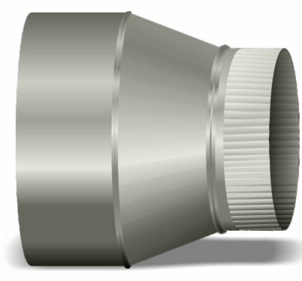 9"-8" Pipe Reducer on Center 3" Long 26ga