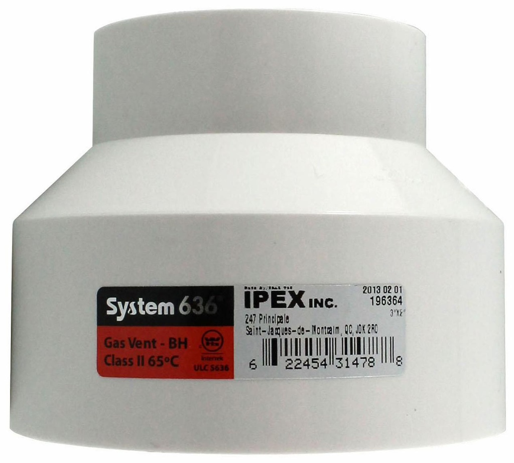 3"x2" PVC FGV INCR. CPLG HxH SYSTEM 636
