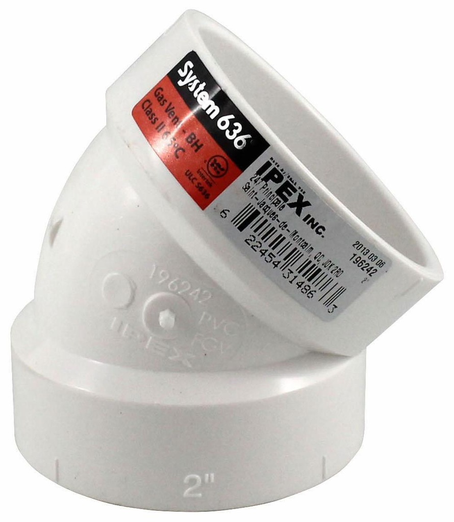 2"x45D PVC FGV ELBOW HxH SYSTEM 636