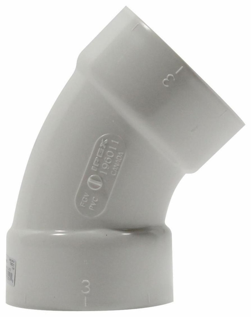 3"x45D PVC FGV LONG ELBOW HxH SYSTEM 636