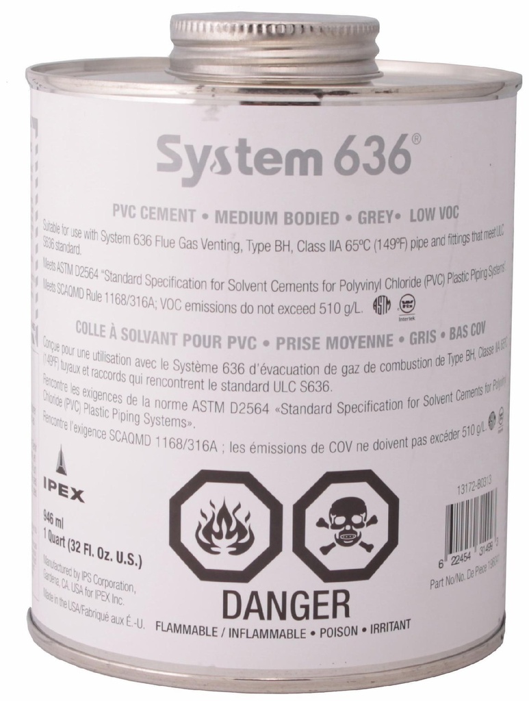 946ml System 636 PVC Cement Grey