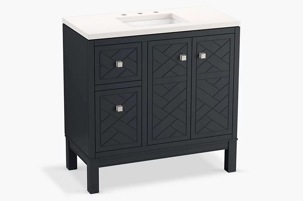 Beauxline 36" Vanity Cabinet with Sink and Widespread Quartz Top