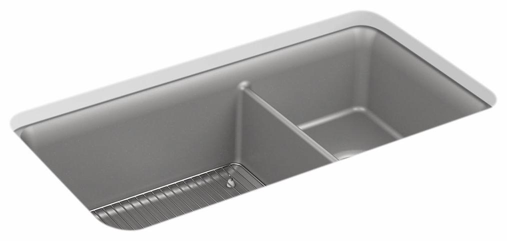 Cairn 33-1/2" 1-3/4 Bowl Neoroc Undermount Sink with Rack