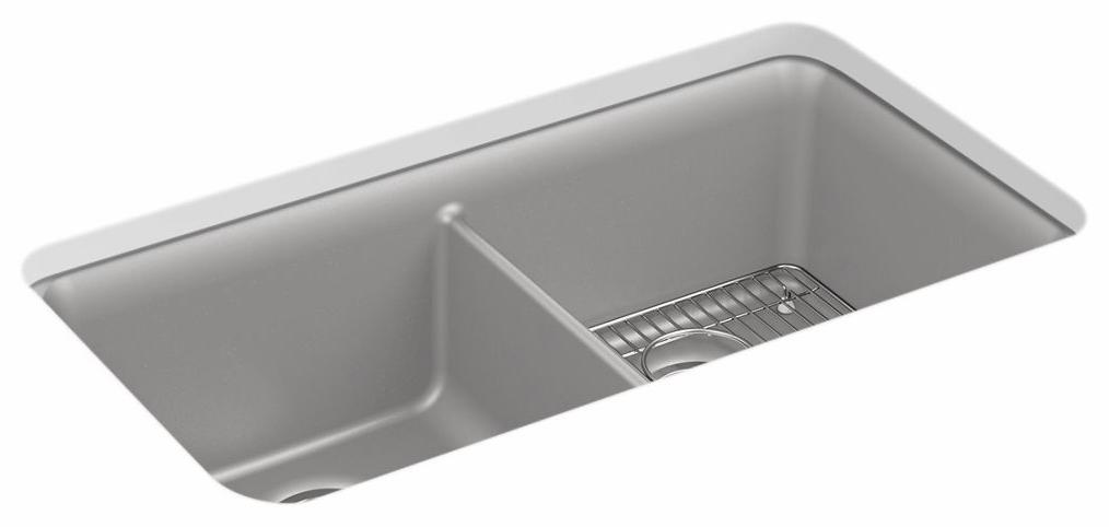 Cairn 33-1/2" 2 Bowl Neoroc Undermount Sink with Rack