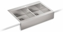 Vault 35-3/4" 1-Hole 2 Bowl Drop-In Farmhouse Kitchen Sink
