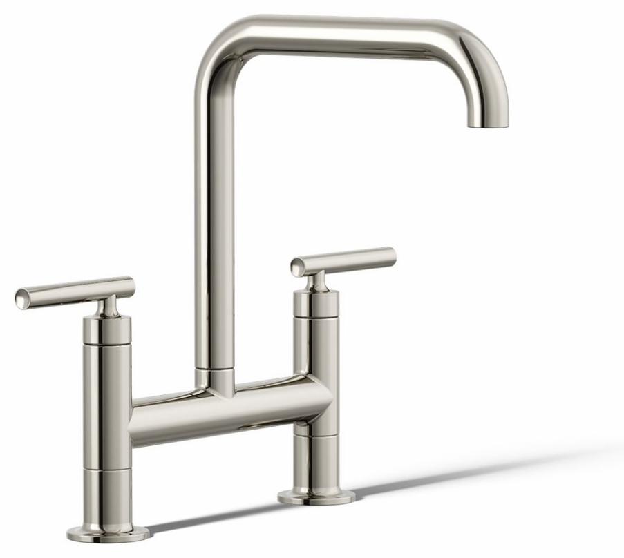 Purist 2-Hole Bridge Kitchen Faucet with 8-3/8" Spout