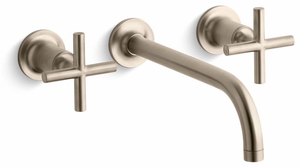 Purist Wall Mount Bathroom Faucet Trim with Cross Handles