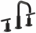 Purist Widespread Bathroom Faucet with Low Lever Handles and Low Gooseneck Spout
