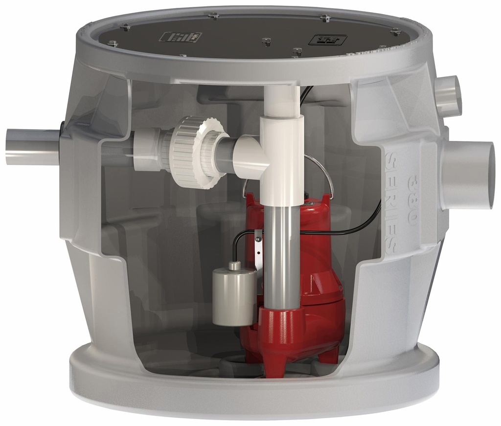 4/10 HP Pro380 Cast Iron Sewage Pump System w/ Side Discharge