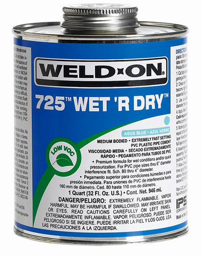 118ml 725 Wet 'R Dry PVC Cement Aqua Blue