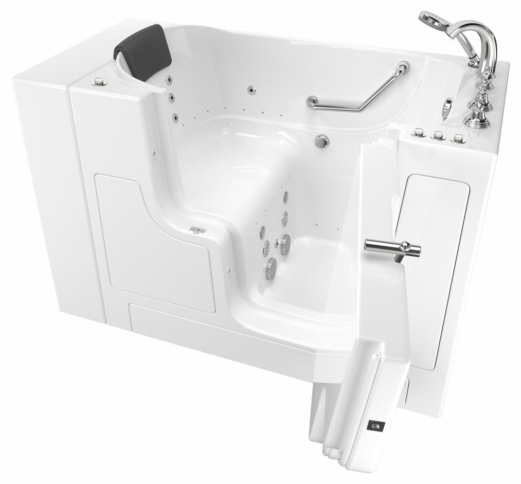 Gelcoat Premium Series 32 x 52 Walk-In Bathtub with Combination of Air Spa and Whirlpool System RH Drain and Faucet