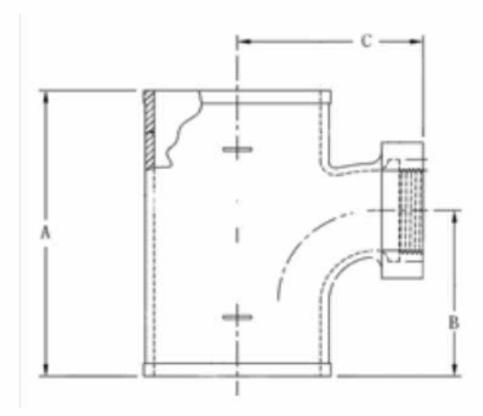 3 X 1-1/4 MJ TAPPED TEE