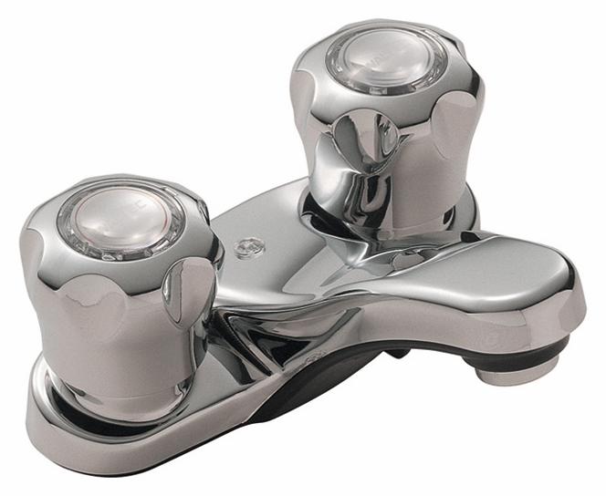 Centerset Bathroom Faucet with Fluted Handles