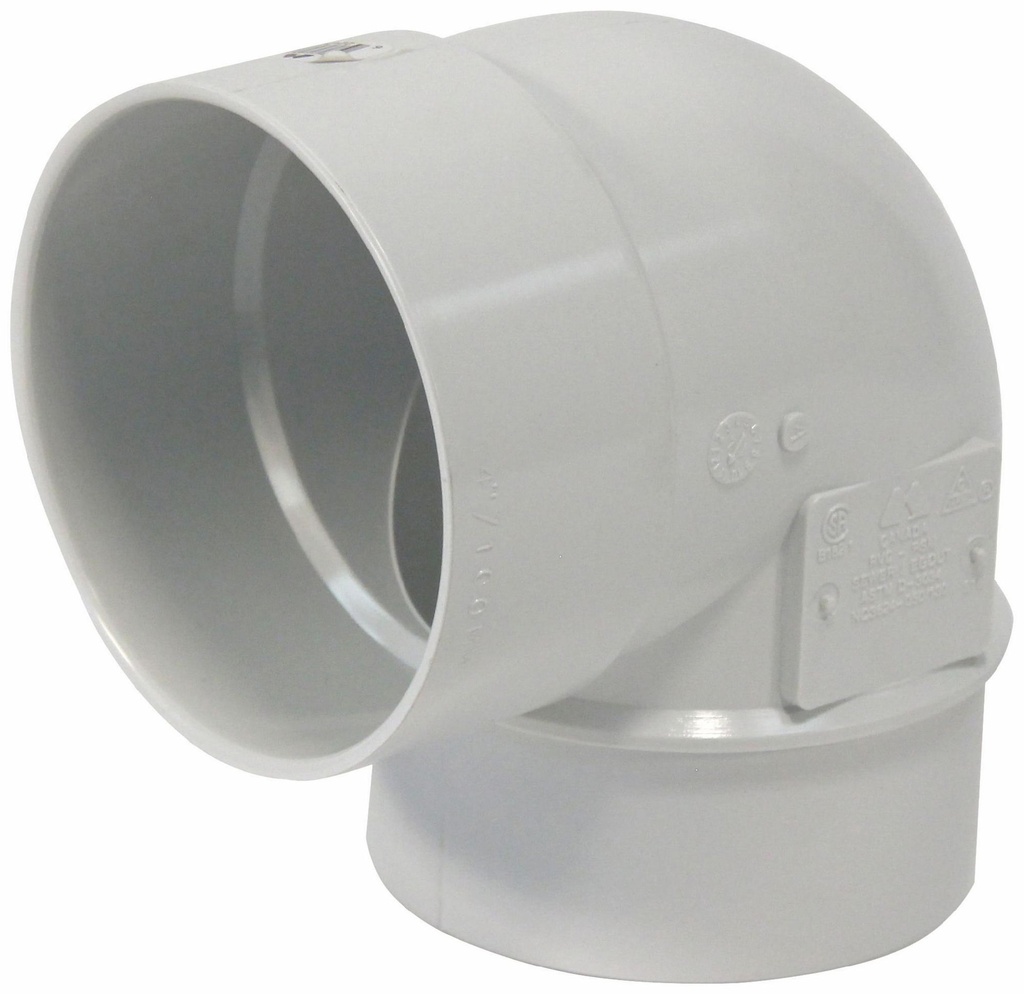 4"x90D PVC SHORT TURN ELBOW SPxH SDR35 BDS
