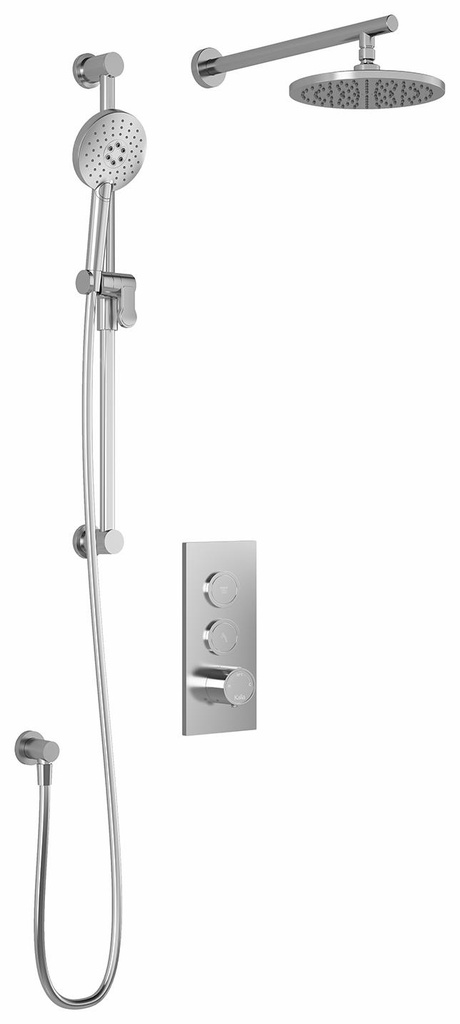 RoundOne TB2 Thermostatic Push-Button Shower System with Wall Arm (Less Valve)