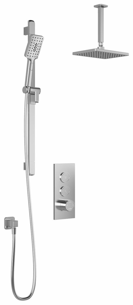 SquareOne TB2 Thermostatic Push-Button Shower System with Vertical Ceiling Arm (Less Valve)