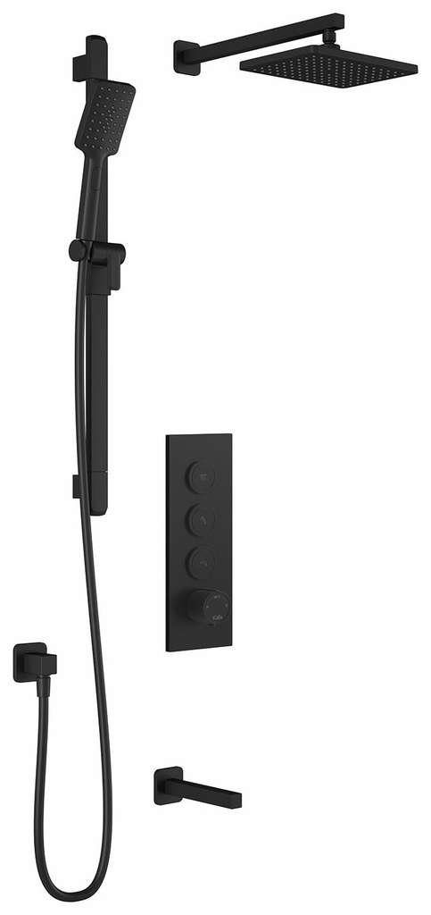 SquareOne TB3 Thermostatic Push-Button Shower System with Wall Arm (Less Valve)