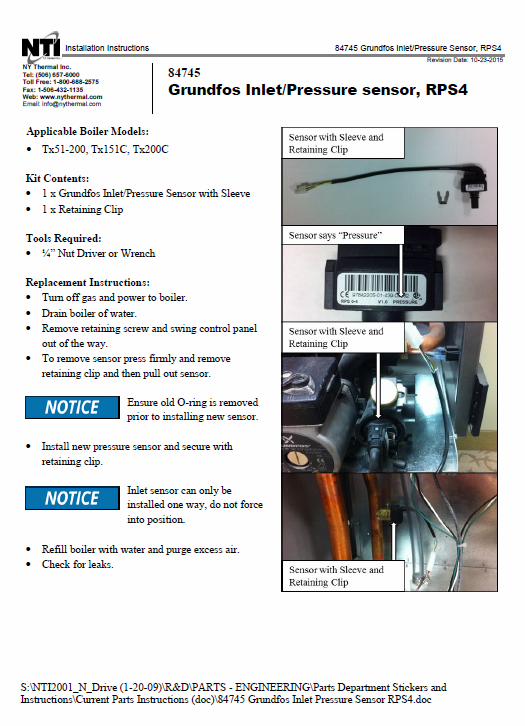 INLET PRESSURE SENSOR, RPS4