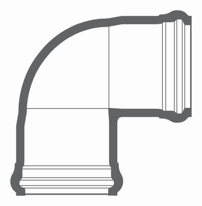 8"x90D PVC ELBOW CIOD DR18 BxB BLUE BRUTE