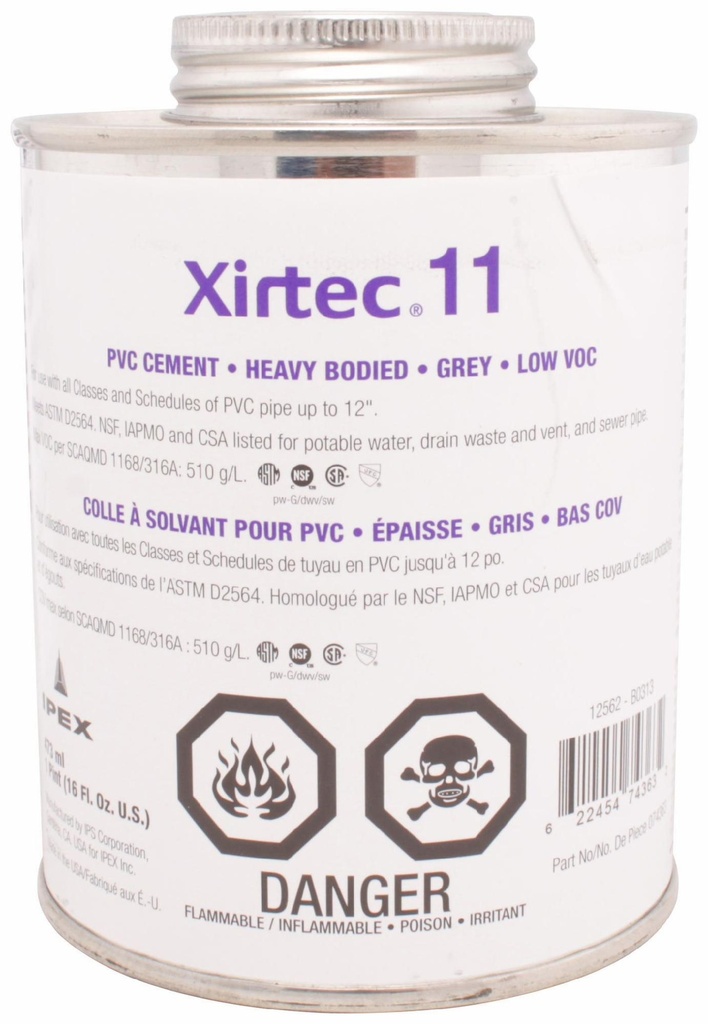 473ml Xirtec 11 CSA PVC Cement Grey
