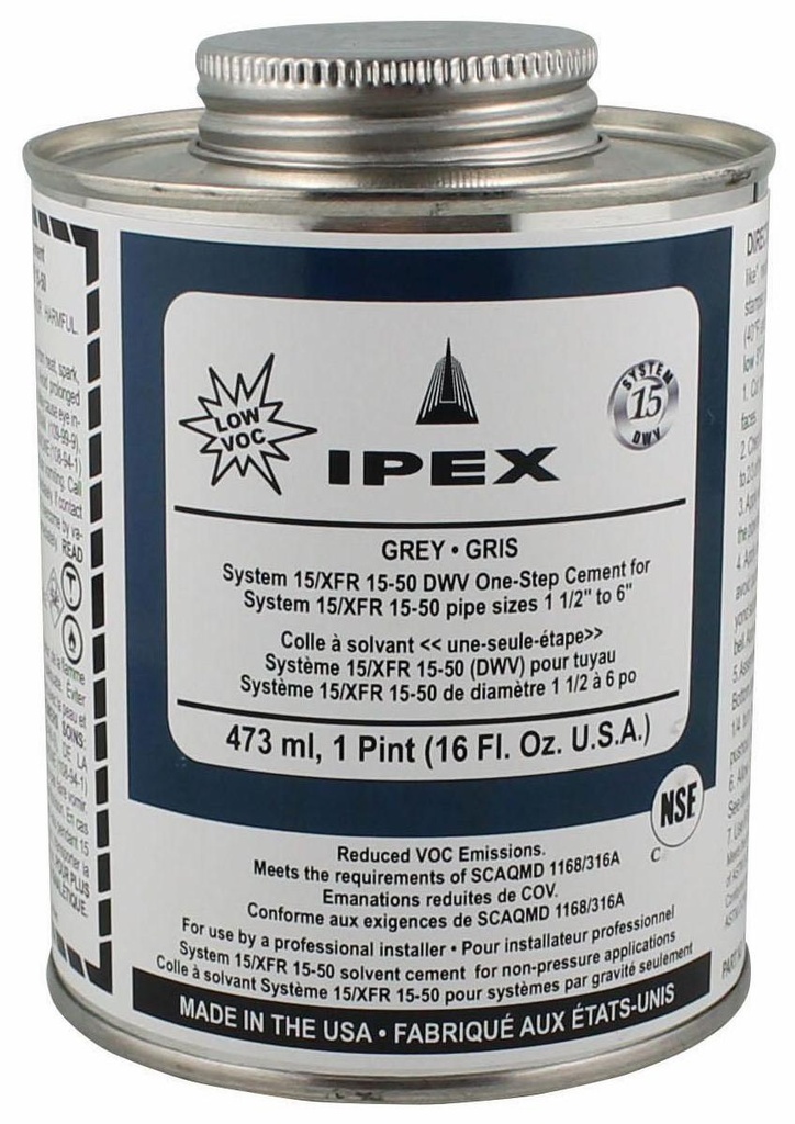 473ml System 15 DWV 1-Step PVC Cement Grey