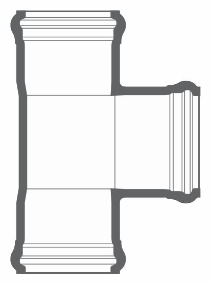 10"x6" PVC TEE CIOD DR18 BxBxB BLUE BRUTE