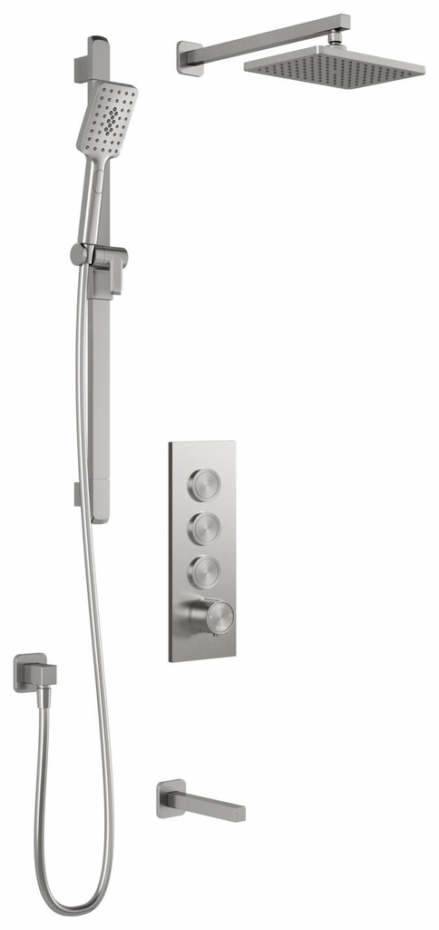 SquareOne TB3 Thermostatic Push-Button Shower System with Wall Arm (Less Valve)