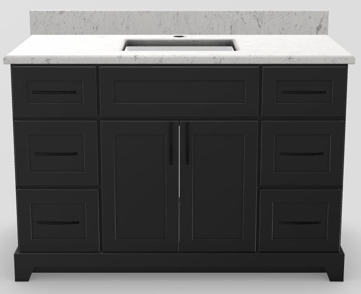 48" Standard Vanity Modern Shaker with Slim Handles and Widespread Quartz Top