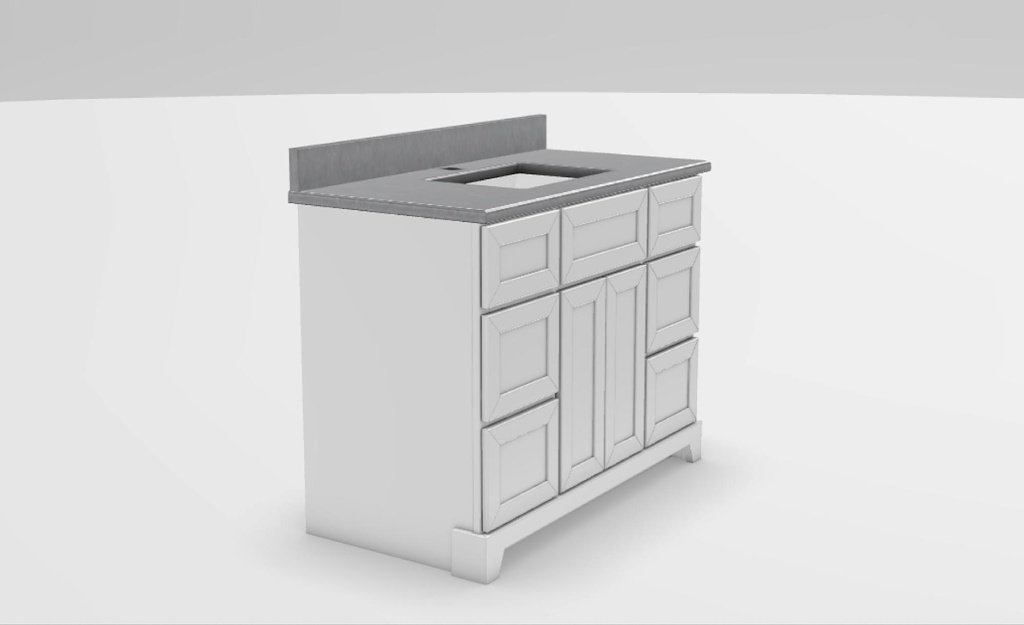 42" Standard Vanity Modern Shaker with No Hardware/Drilling and 1-Hole Quartz Top