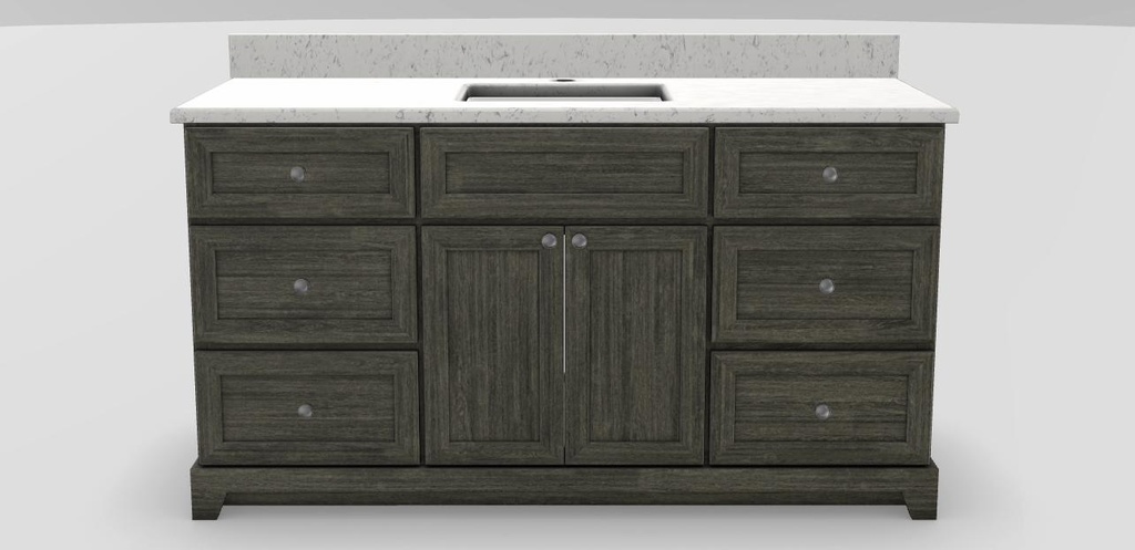 60" Single Sink Standard Vanity Modern Shaker with Modern Knobs and 1-Hole Quartz Top