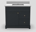 36" RH Drawer Standard Vanity Modern Shaker with Prestige Knobs