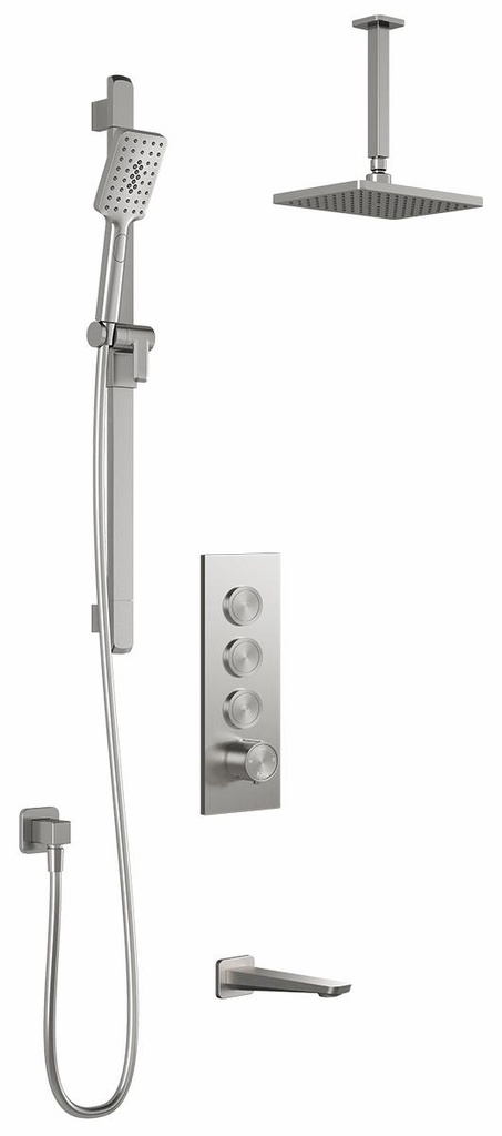 Moroka TB3 Thermostatic Push-Button Shower System with Vertical Ceiling Arm (Less Valve)