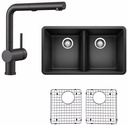 Horizon Undermount Sink with Linus Kitchen Faucet and Sink Grids