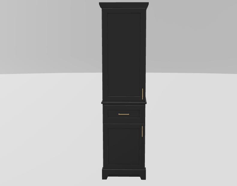 18" LH Linen Tower Modern Shaker Upper and Lower Doors with Square Handles