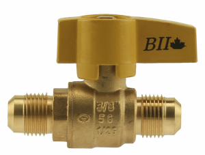 0835-05 - '1/2" Flare x 1/2" Flare Gas V With Yellow Handle'