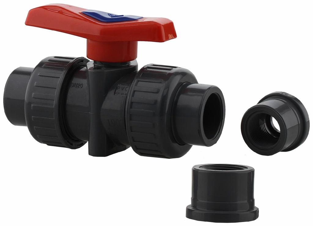 3/4" FPT Union PVC Ball V. Dlx PTFE Seat - Epdm O-Ring Seal'
