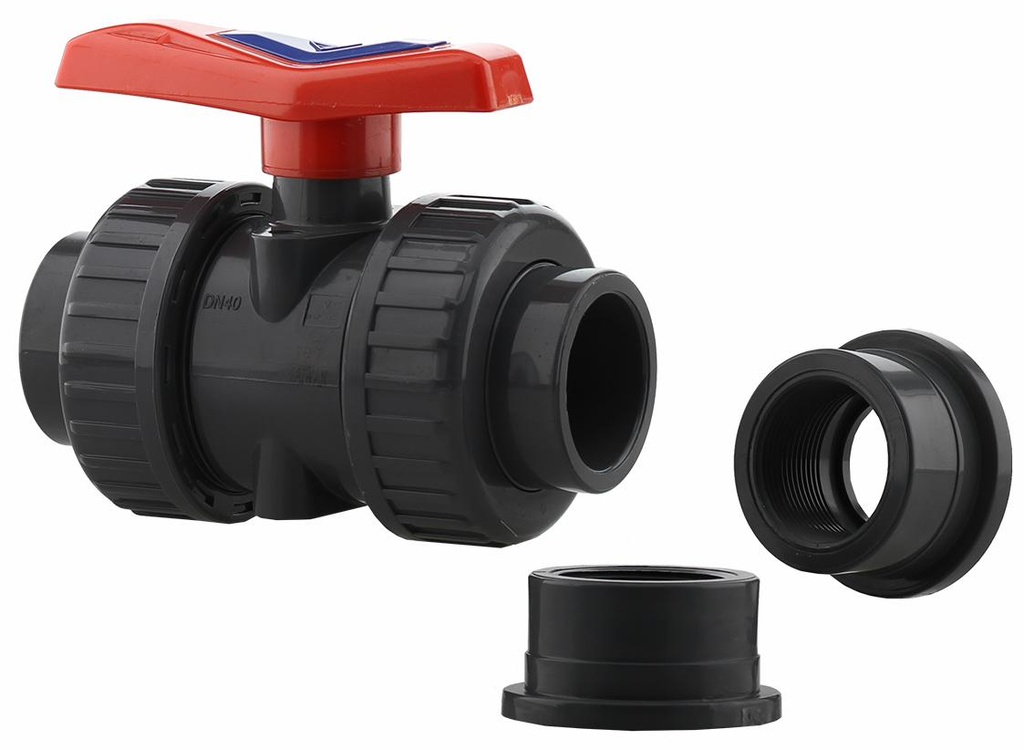 1-1/2" FPT Union PVC Ballv.Dlx PTFE Seat - Epdm O-Ring Seal'